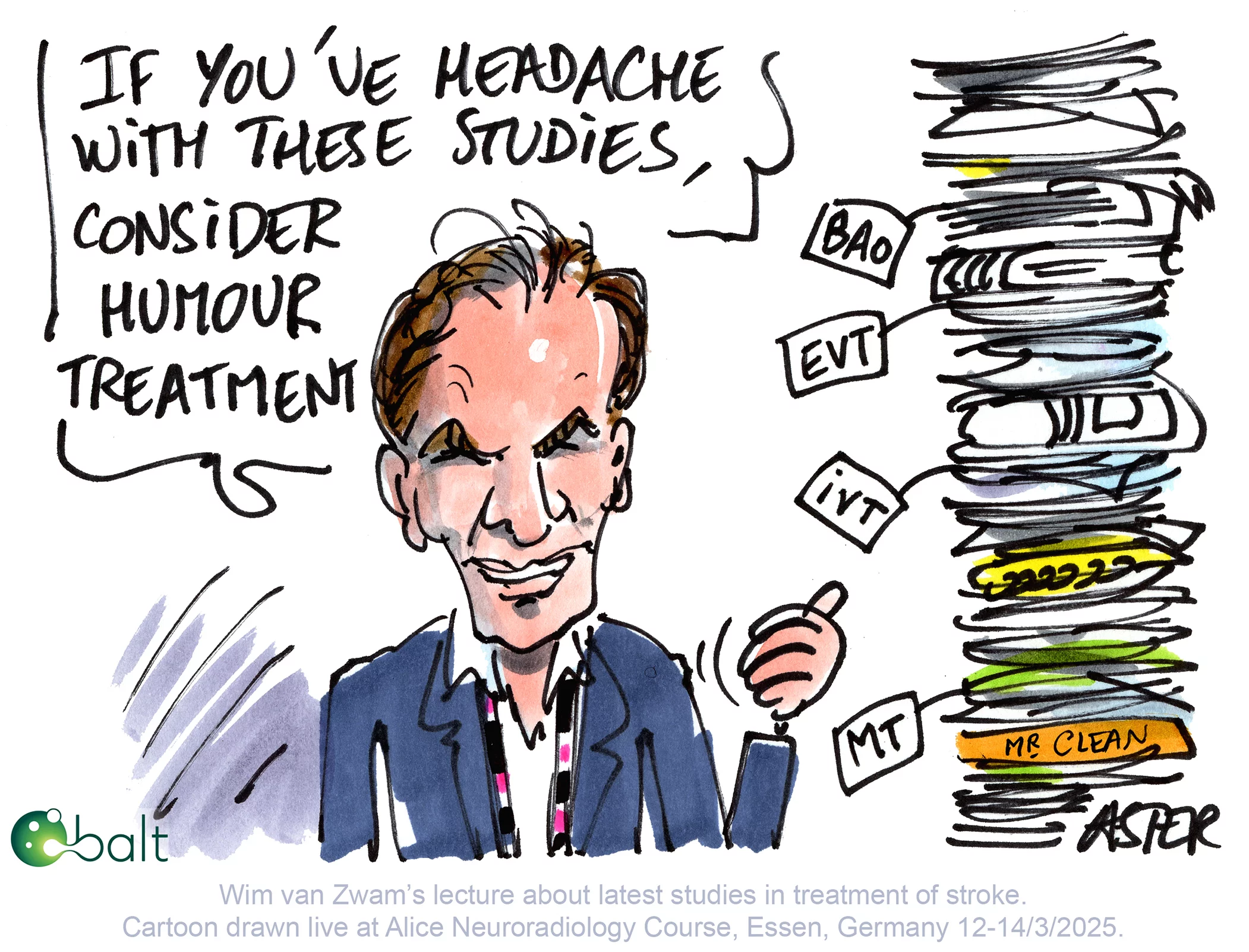 Illustration humoristique dessinée en direct pendant le congrès ALICE 2025